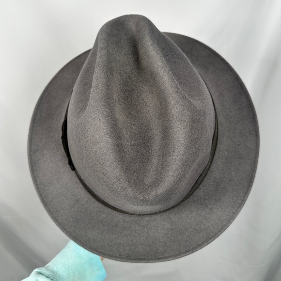 Flechet mens fedora fur felt grosgrain band OS gray vintage - Picture 8 of 16
